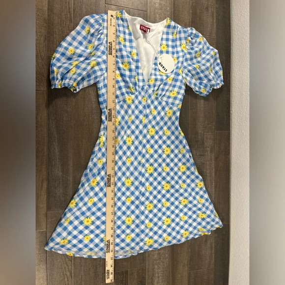 NEW STAUD Mini Milla Gingham Daisy Plaid Dress - Picture 10 of 14